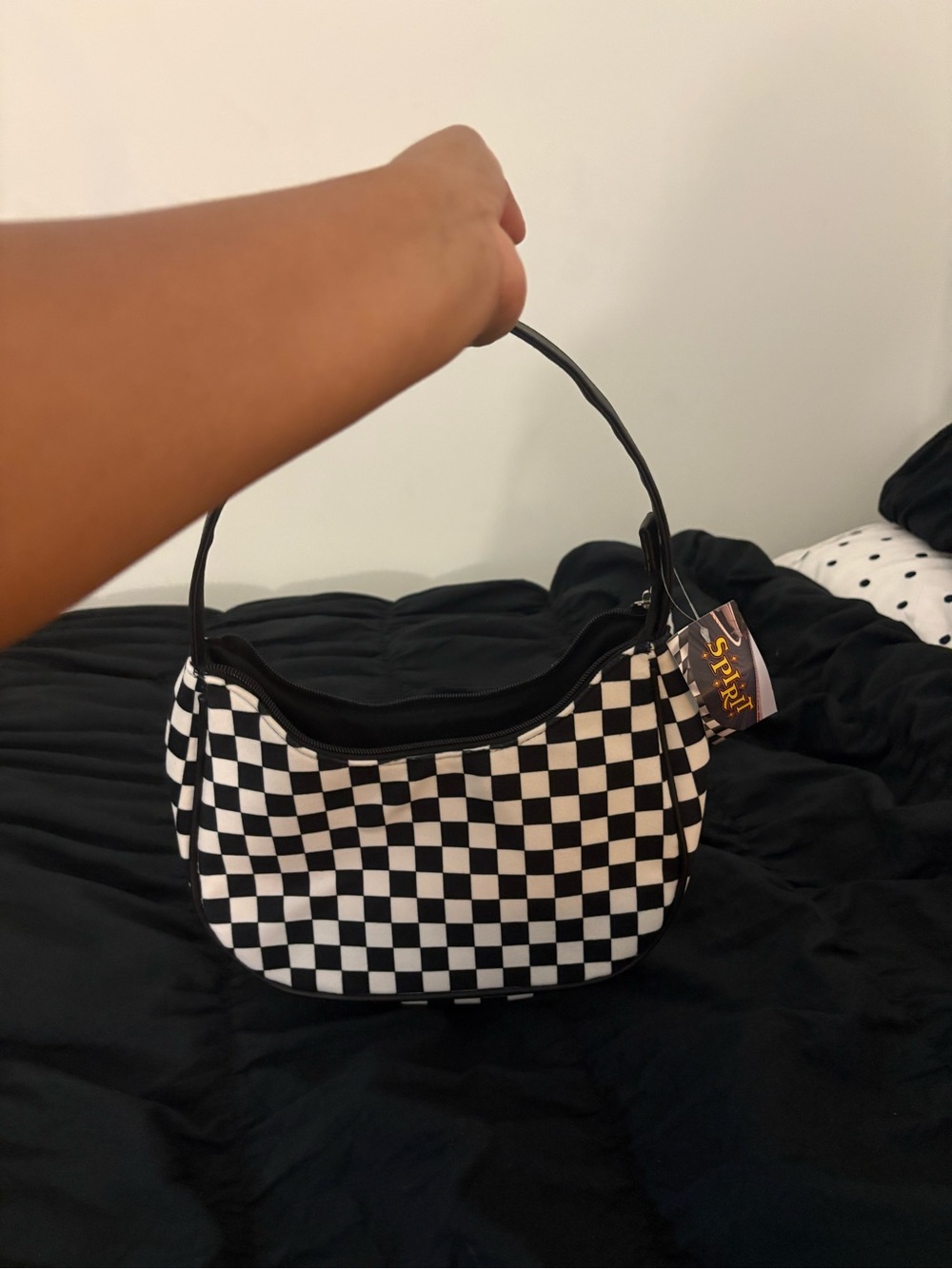 Spirit Checkerboard Shoulder Bag - Black & White - Picture 2 of 4